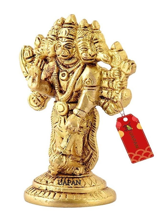UAPAN Brass Standing Hanuman Panchmukhi Idol Murti I Pooja Poojan Temple Daily Worship 100% Brass Material (Medium, Panchmukhi Hanuman Ji) - Image 2